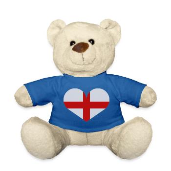 Heart-shaped English flag - Teddy Bear - royal blue - Front