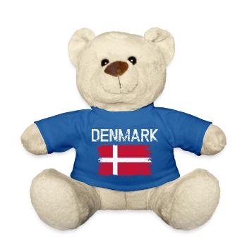 Denmark Flag Brush Art - Teddy Bear - royal blue - Front