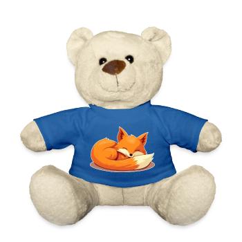 Fox Sleeps - Forest Animals Love Sleep Shirt Child - Teddy Bear - royal blue - Front
