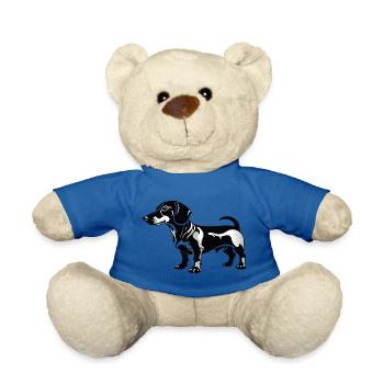 Teckel Dackel - Autocollant Chien de compagnie - Nounours - bleu roi - Devant