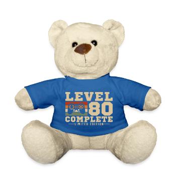 Stufe 80 – Komplettes Geschenk zum 80. Jubiläum - Teddy - Königsblau - Vorne