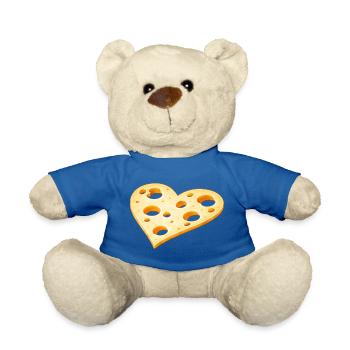 Cheese Slice in Heart Shape Illustration Food Motif - Teddy Bear - royal blue - Front