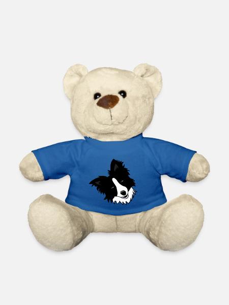 Hund, Collie, schwarz weiß, süß, Comic - Teddy - Königsblau