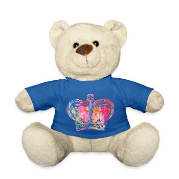 Watercolor crown queen gift idea - Teddy Bear - royal blue - Front