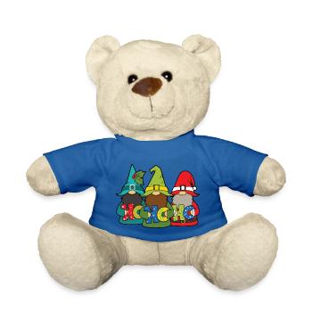 Ho Ho Ho Gnome - Teddy Bear - royal blue - Front