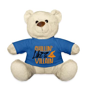 Chillin Like A Villian - Bats And Pumkins - Teddy Bear - royal blue - Front