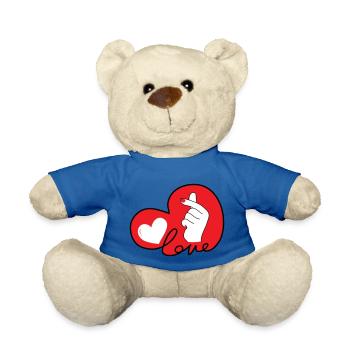 LOVE doigt coeur typo 3 - Nounours - bleu roi - Devant