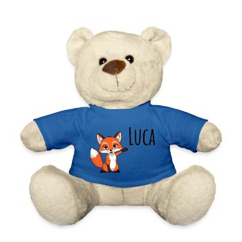 Fox - My Name Is Luca - Cute Forest Animal - Teddy Bear - royal blue - Front
