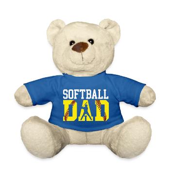 Softball Dad Loud Proud Supportive Game Day Gear - Teddy Bear - royal blue - Front
