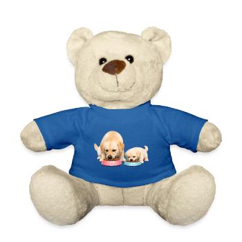 Mom eats kibble with her baby - Teddy Bear - royal blue - Front