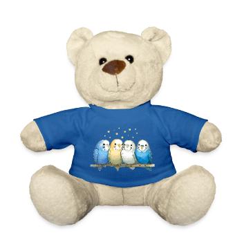 Groupe de perruches ondulées - Nounours - bleu roi - Devant