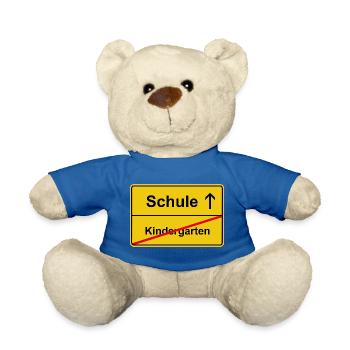 Schule Kindergarten Einschulung Lustiges Motiv - Teddy - Königsblau - Vorne