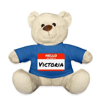 Hello My Name Is Victoria Étiquette Étiquette - Nounours - bleu roi - Devant