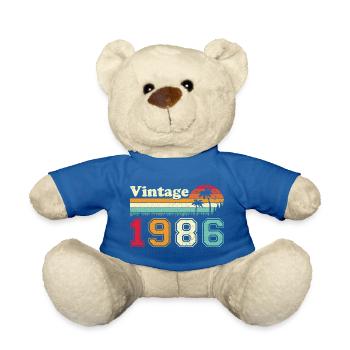 1986 Vintage Retro Geburtstagsgeschenk - Teddy - Königsblau - Vorne