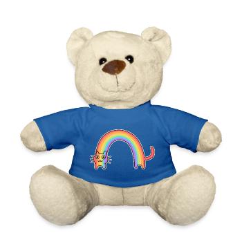 Regenbogenkatze. Buntes Design der Katze * - Teddy - Königsblau - Vorne