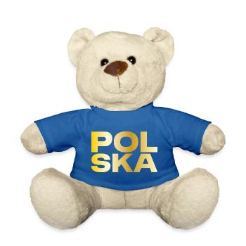 Poland Polska Gold Gift - Teddy Bear - royal blue - Front