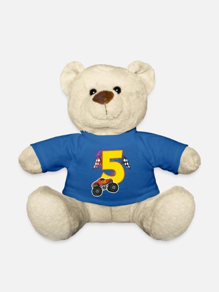 Geburtstag 5 Jahre Monster Truck, Auto T-Shirt - Teddy - Königsblau