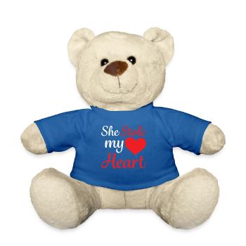 Heart stolen love couple - Teddy Bear - royal blue - Front