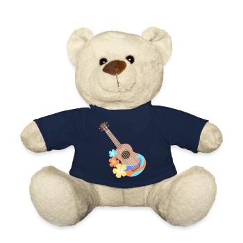 Brown-Wellenmusterukulele mit Hibiscusblumen - Teddy - French Navy - Vorne