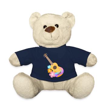 Buntes Ukulele-Wellenmuster mit Hibiscus-Blumen - Teddy - French Navy - Vorne