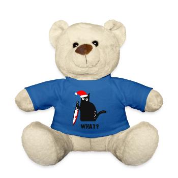 Tee-shirt chats rigolos chat mignon noël - Nounours - bleu roi - Devant