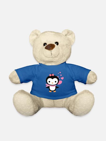 Sweet penguin with heart celebrates love - Teddy Bear - royal blue
