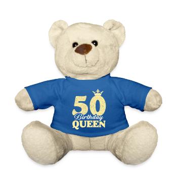 50th birthday gift idea to anyone who is 60 years old - Teddy Bear - royal blue - Front
