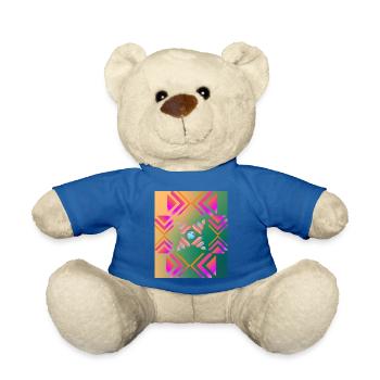 Moderne Kunst Grafik-Design 2 formen Linien Farben - Teddy - Königsblau - Vorne
