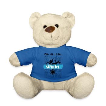 Girl Likes Cozy Winter Season Nature Landscape - Teddy Bear - royal blue - Front