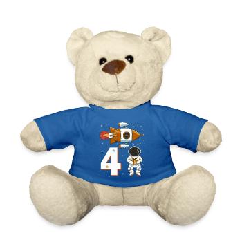 4. Geburtstag Astronaut 4 Jahre Weltall Jungen - Teddy - Königsblau - Vorne