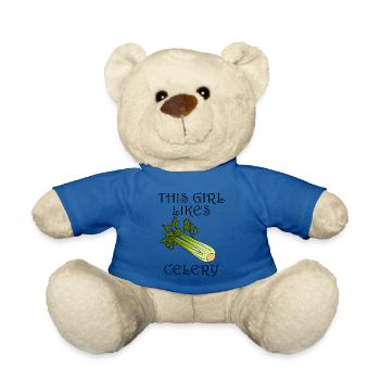 Girl Eating Celery Ironic Quote Vegeatables - Teddy Bear - royal blue - Front