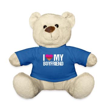 I Love My Boyfriend Heart My Boyfriend Vintage Bf - Teddy Bear - royal blue - Front