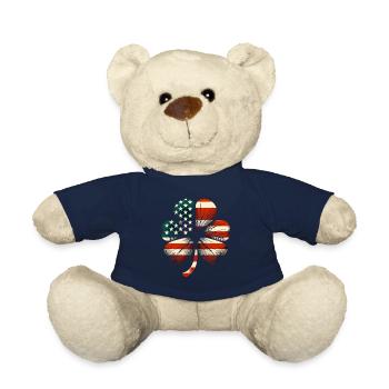 American Flag USA Clover St Patricks Day - Teddy Bear - french navy - Front
