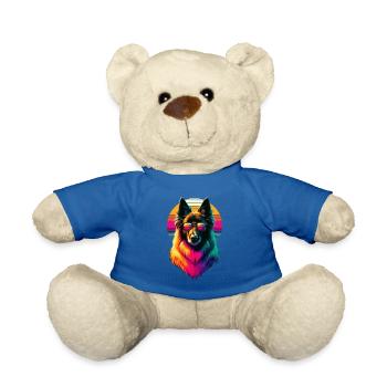 Retro Sonnenuntergang Sonnenbrille Belgischer Schäferhund - Teddy - Königsblau - Vorne