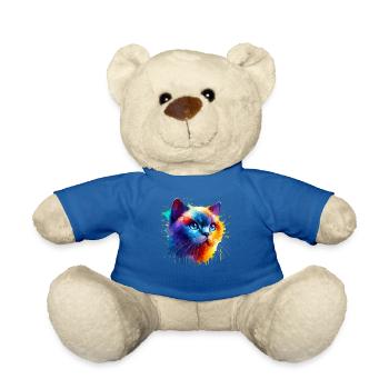 Bunte Splash Art Colorpoint Kurzhaar - Teddy - Königsblau - Vorne