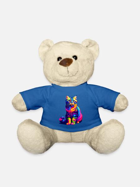 Bunte Pop Art American Curl - Teddy - Königsblau