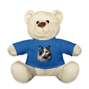 Polygone Art Balinais Chat Siamois à poil long - Nounours - bleu roi - Devant