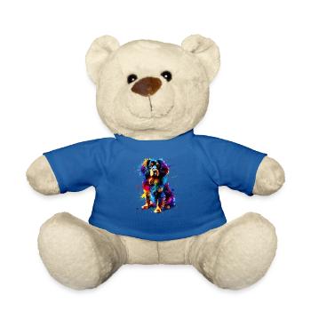 Colorful Splash Art Small Munsterlander - Teddy Bear - royal blue - Front
