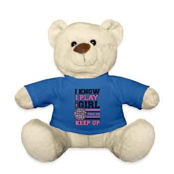 I Know I Play Like A Girl Prisonball Team Game - Teddy Bear - royal blue - Front