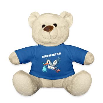 Expectant mother Stork brings the beautiful news - Teddy Bear - royal blue - Front