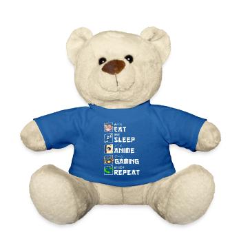 Funny Japanese Eat Sleep Anime Gaming Repeat Manga - Teddy Bear - royal blue - Front