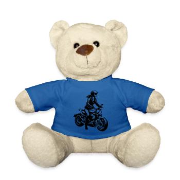 Motarde fille - Conception de moto - Nounours - bleu roi - Devant