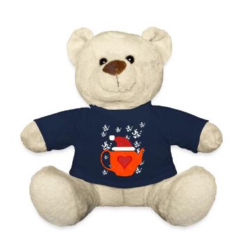 Winterzeit Tee Schnee Teekanne heiß Getränke Xmas - Teddy - French Navy - Vorne