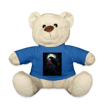 Corbeau Rose Lune Sombre Gothique Corbeau Noir - Nounours - bleu roi - Devant