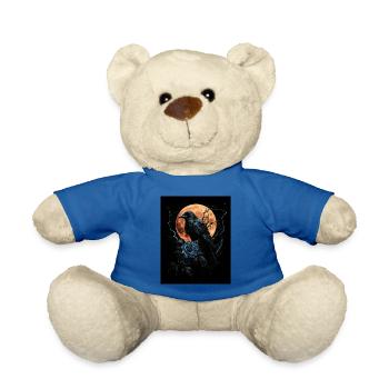 Corbeau Rose Lune Sombre Gothique Corbeau Noir - Nounours - bleu roi - Devant