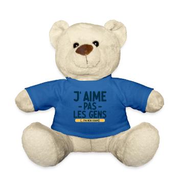 J’aime pas les gens T-shirt drôle français - Nounours - bleu roi - Devant