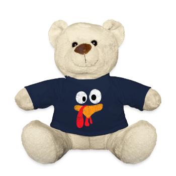 Fête de thanksgiving - Drôle de visage de dinde - Nounours - bleu marine - Devant