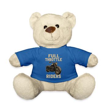 Full Throttle Riders, Biker Motorcycle Motif - Teddy Bear - royal blue - Front