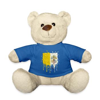 Vatican's yellow and white color split - Teddy Bear - royal blue - Front