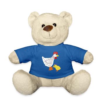 Poulet coloré avec poussins enfants de Pâques - Nounours - bleu roi - Devant